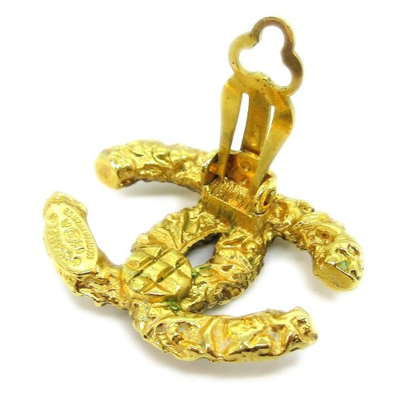 Chanel CC Earrings Clip-On Gold 93A 40698 - Picture 3 of 4